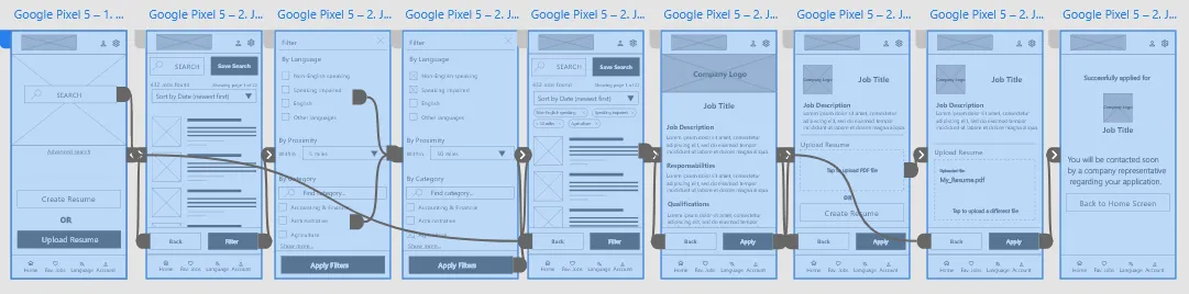 Updated low-fidelity prototype flow